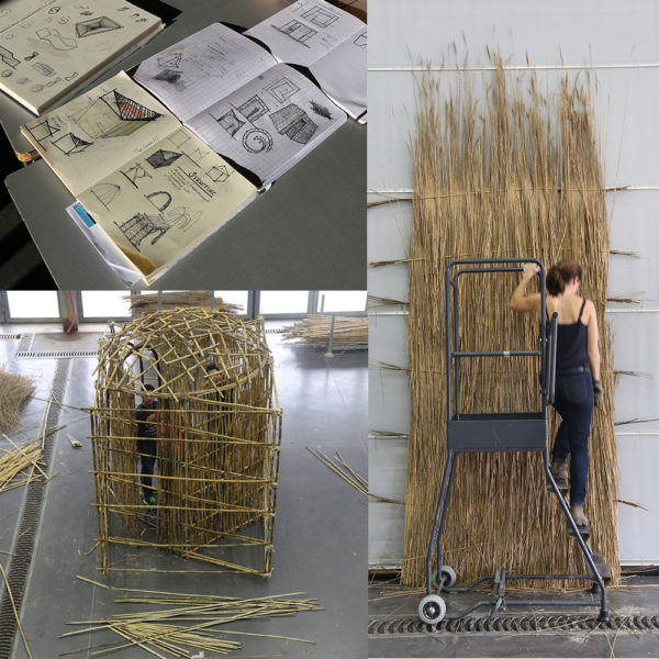 Construction de micro-architectures en fibres végétales par les étudiants de master de l’ENSA de Clermont-Ferrand © amàco