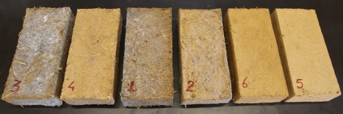 Échantillons de briques de terre moulée réalisés dans le laboratoire d&#039;amàco — ©amàco