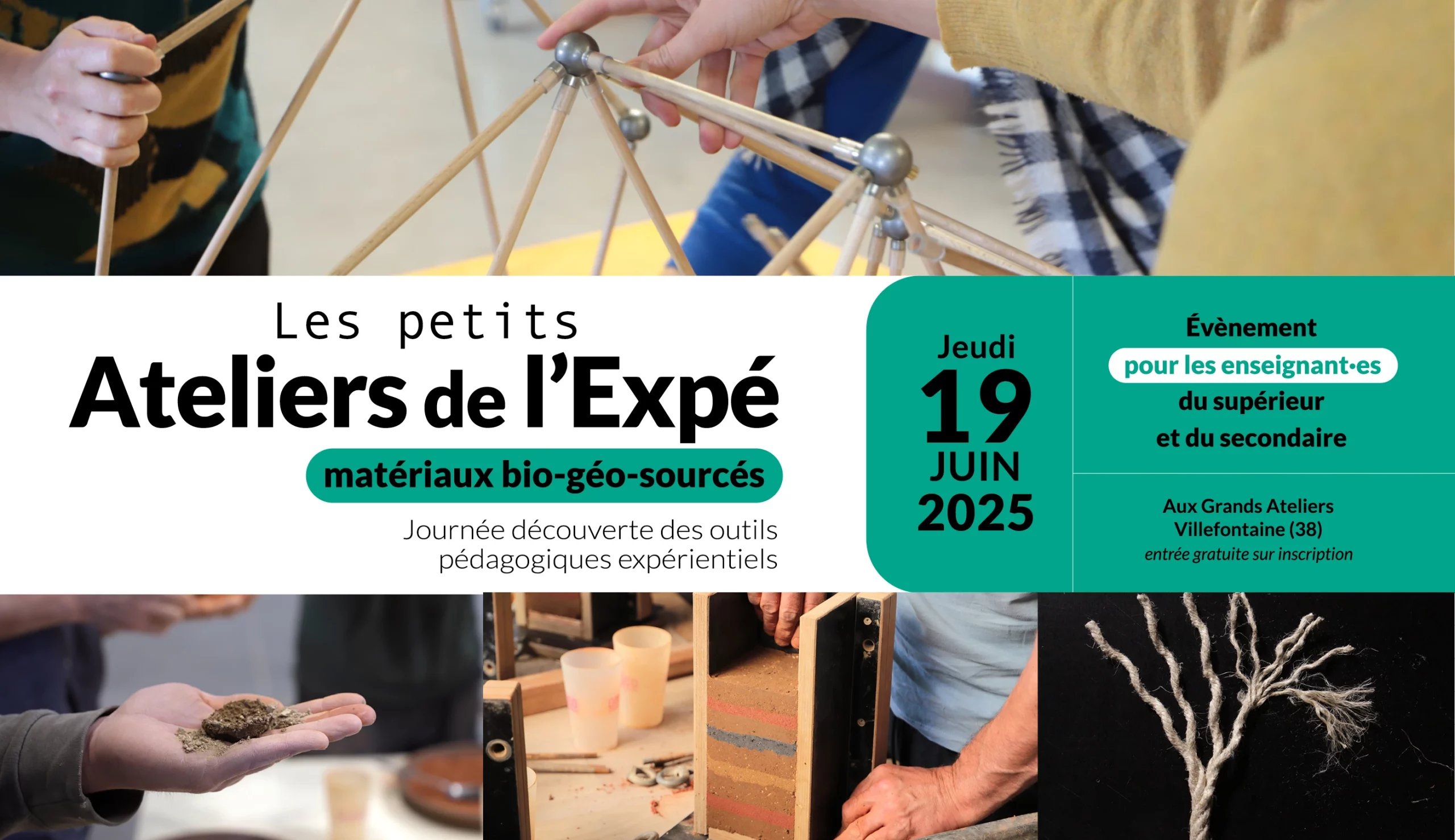 ÉVÈNEMENT // Les petits Ateliers de l’Expé, journée découverte des outils pédagogiques expérientiels dédiés aux matériaux bio-géo-sourcés